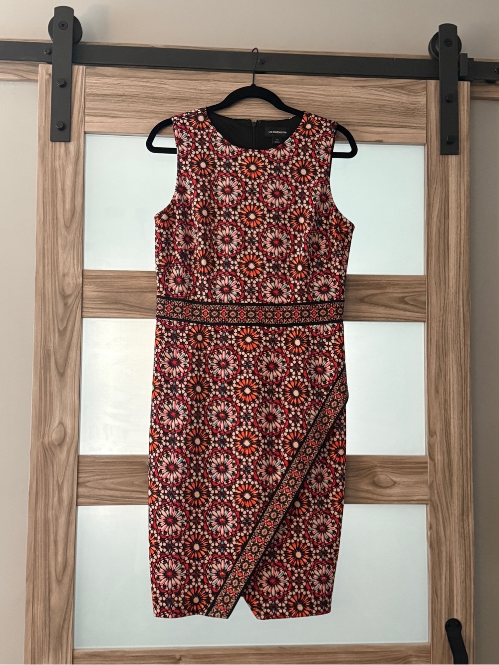 Liz Claiborne Red and Orange Floral Sheath Dress